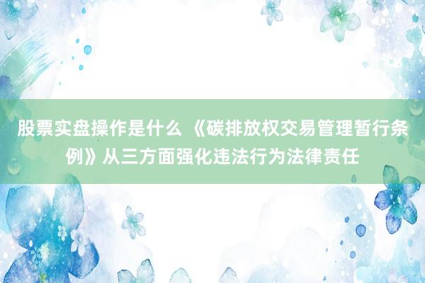 股票实盘操作是什么 《碳排放权交易管理暂行条例》从三方面强化违法行为法律责任